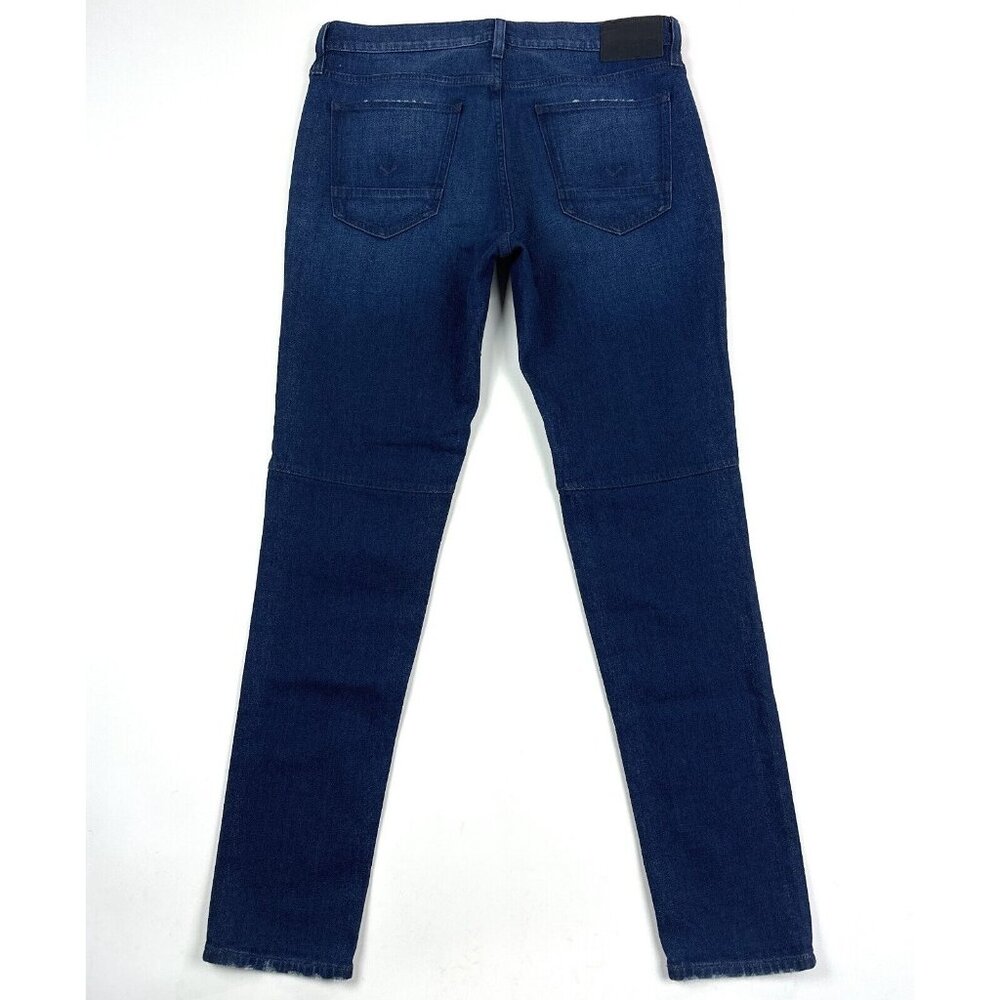 Hudson Zach Skinny Mens 34 Dark Blue Jeans Distressed Stretch Reinforced Knees - Picture 9 of 9